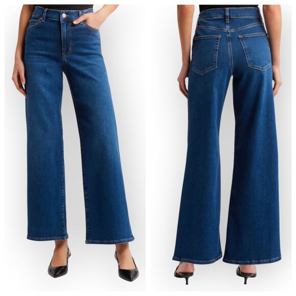 FRAME Le Slim Palazzo Jeans Size 32 High Rise Wide Leg Medium Wash - Picture 1 of 6